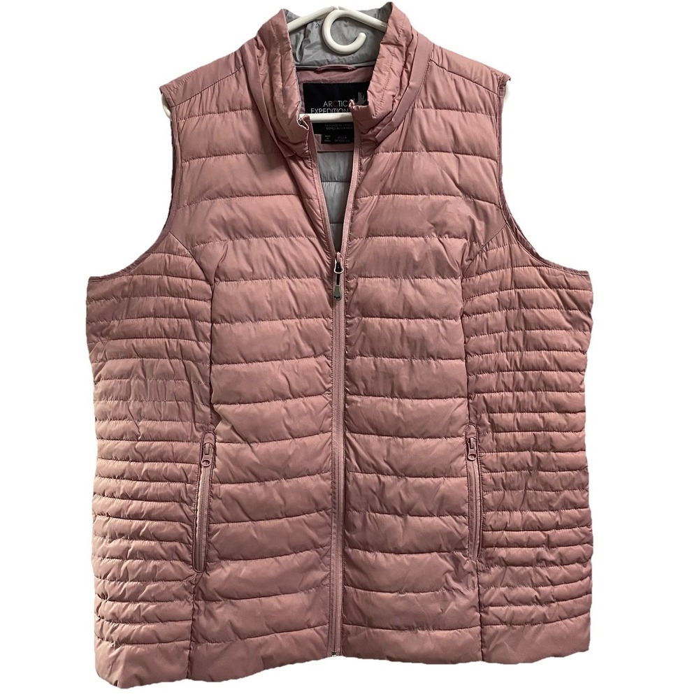 Arctic Expedition Women Lightweight Detachable Hood Puffer Vest Sz.XL Pink EUC